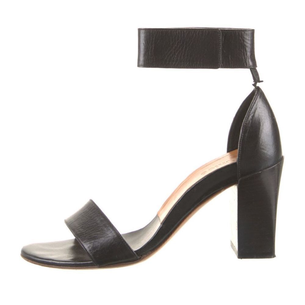 Chloe Ankle Strap Leather Block Heel Sandals Size 6.5, IT 36.5‎